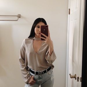 TOBI choker silk blouse